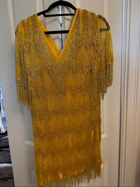 ASOS Design mini dress - short sleeve in all over fringe